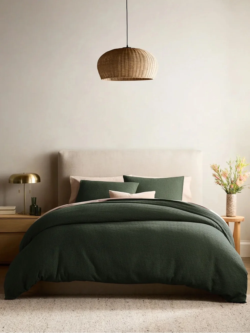 Quince Organic Luxe Honeycomb Duvet Cover King Pine NWT Cover Only No Shams